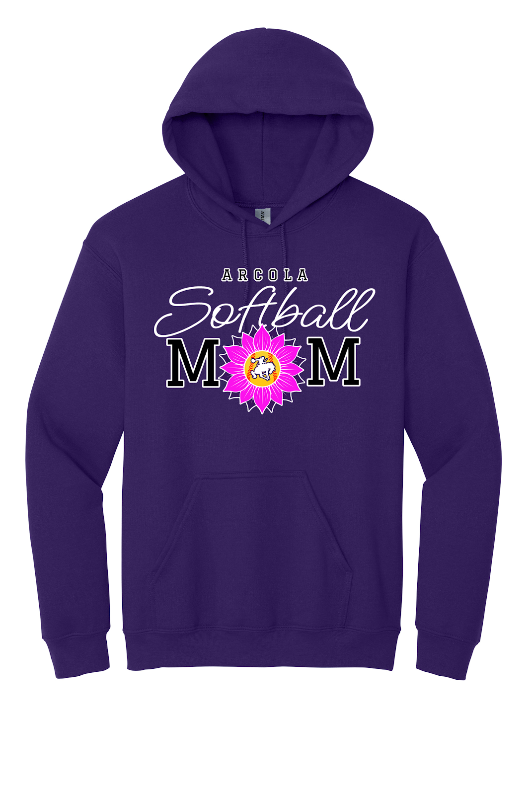 Arcola Purple Riders - Softball - Design 02 - Hoodies - Gildan 18500 - Purple - Flat Front