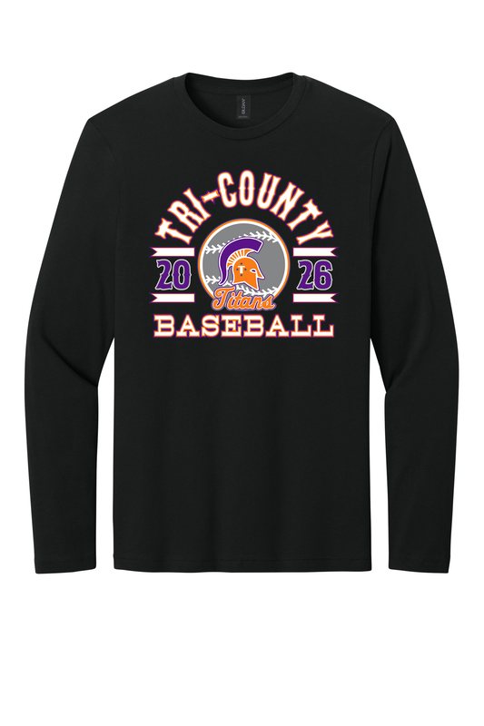 Tri-County - Baseball - Design 04 - Long Sleeve T - Gildan 64400 - Black