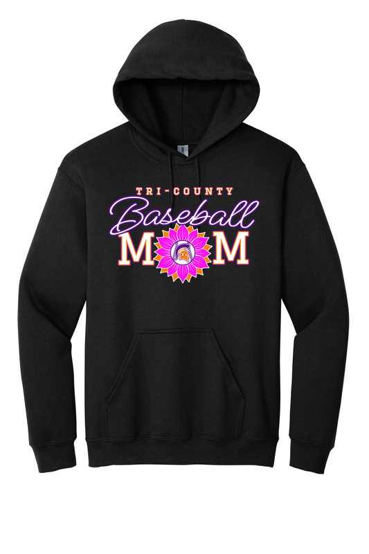 Tri-County - Baseball - Design 02 - Hooded Sweatshirt - Gildan 18500 - Black