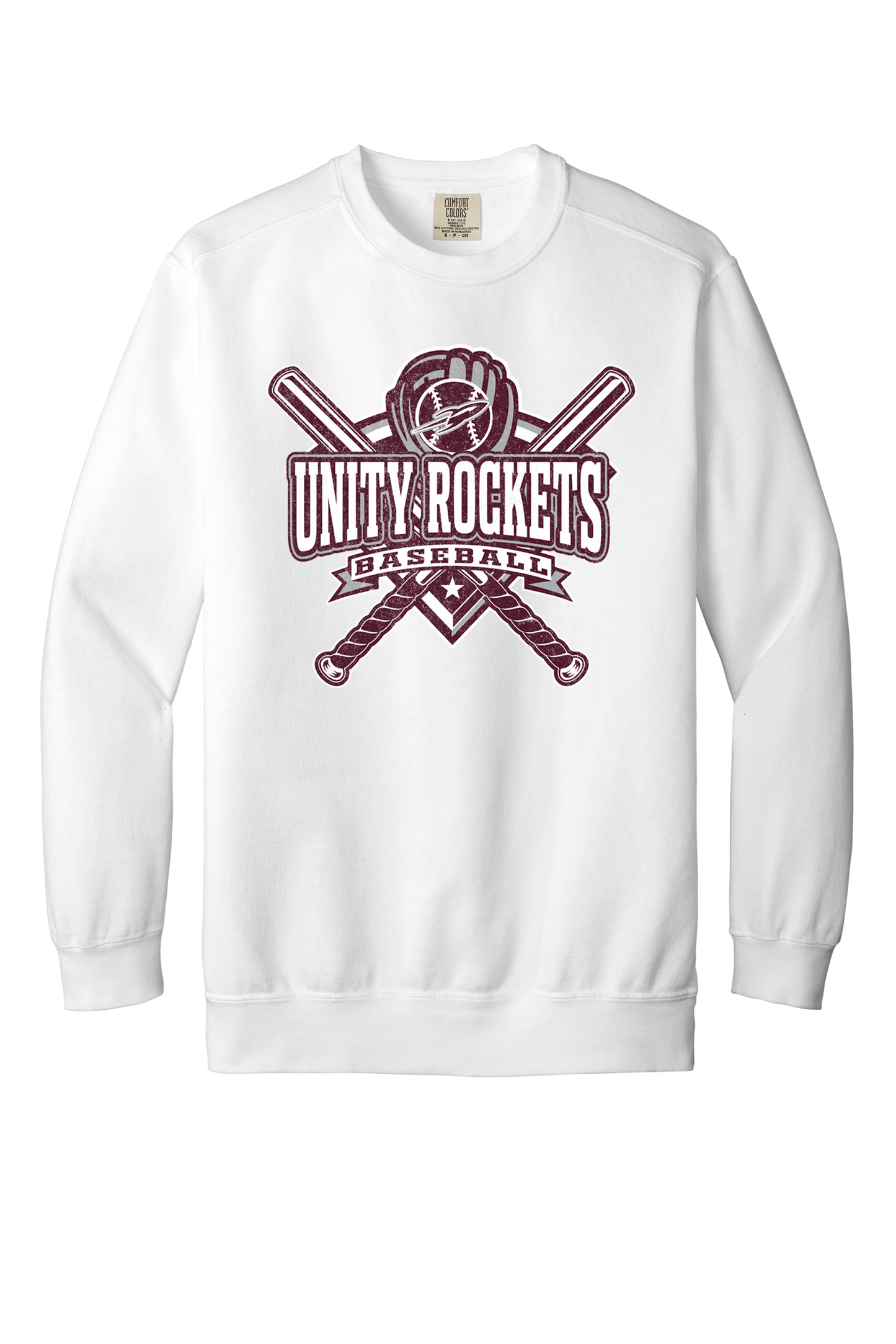 Unity - Baseball - Design 03 - Crewneck Sweatshirt - Comfort Color 1566 - White