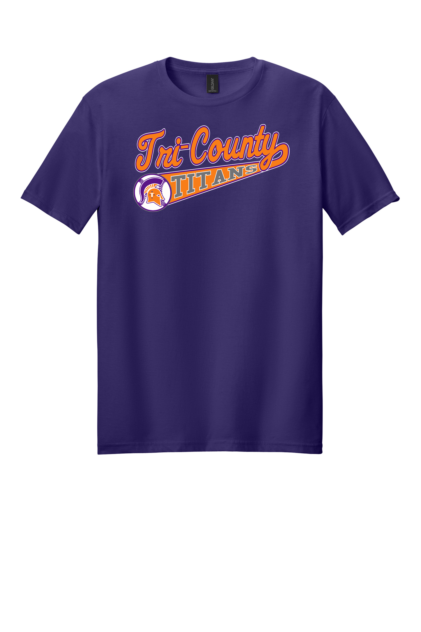Tri-County - Baseball - Design 01 - T-shirt - Gildan 64000 - Team Purple