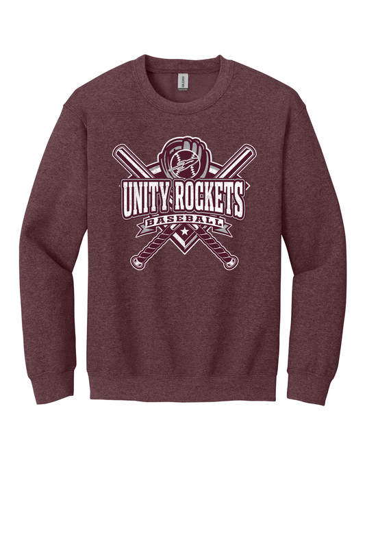 Unity - Baseball - Design 03 - Crewneck Sweatshirt - Gildan 18000 - Heather Dark Maroon