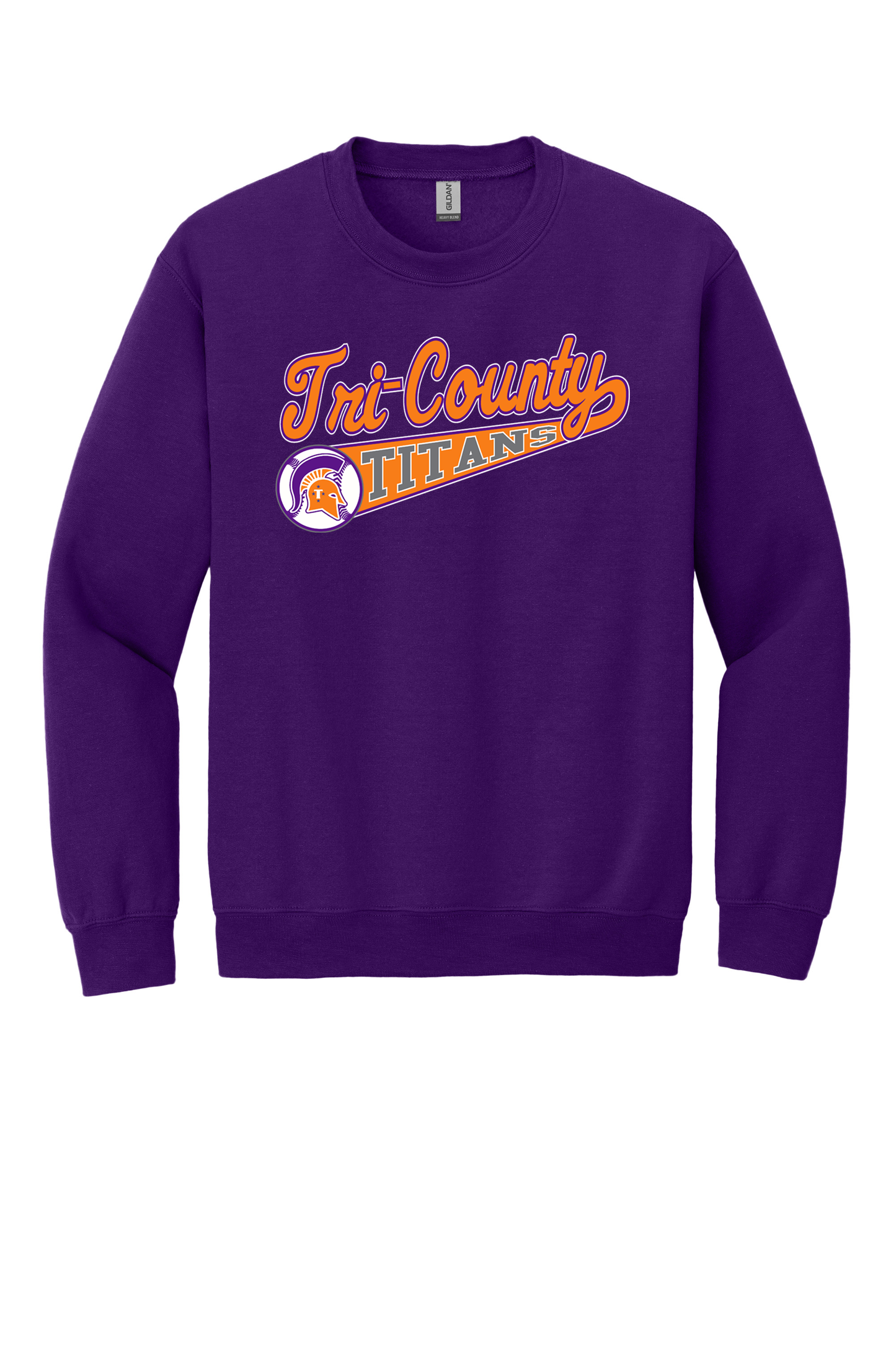 Tri-County - Baseball - Design 01 - Crewneck Sweatshirt - Gildan 18000 - Team Purple