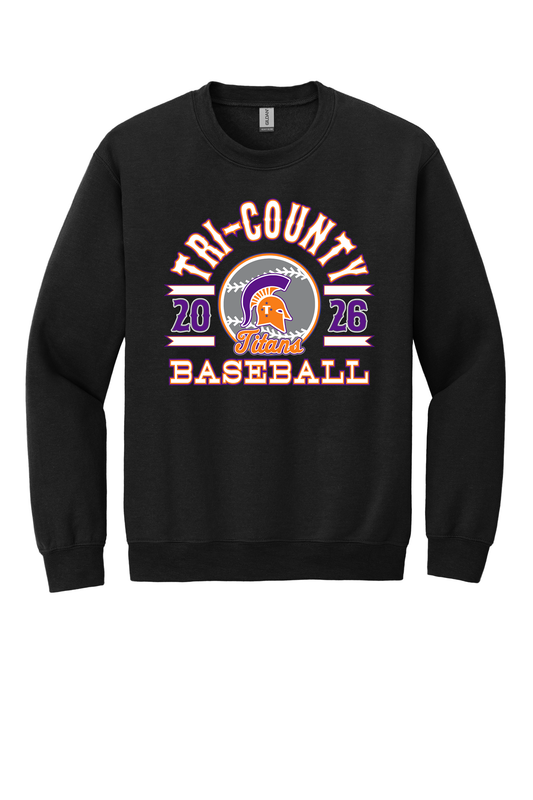 Tri-County - Baseball - Design 04 - Crewneck Sweatshirt - Gildan 18000 - Black