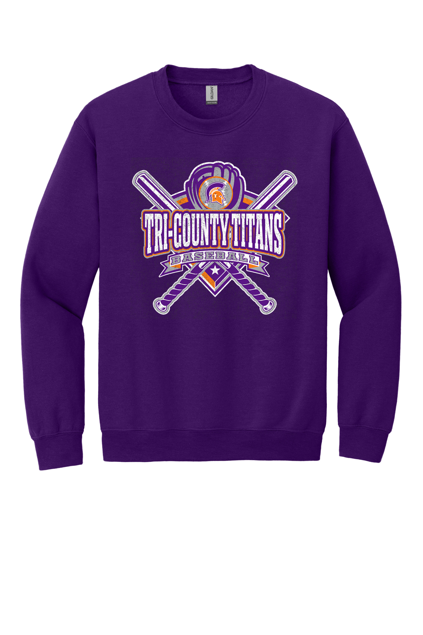 Tri-County - Baseball - Design 03 - Crewneck Sweatshirt - Gildan 18000 - Team Purple