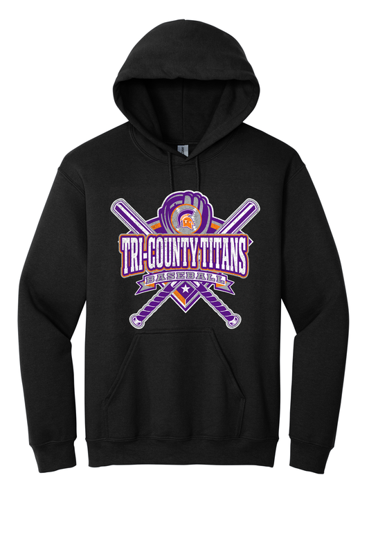 Tri-County - Baseball - Design 03 - Hooded Sweatshirt - Gildan 18500 - Black