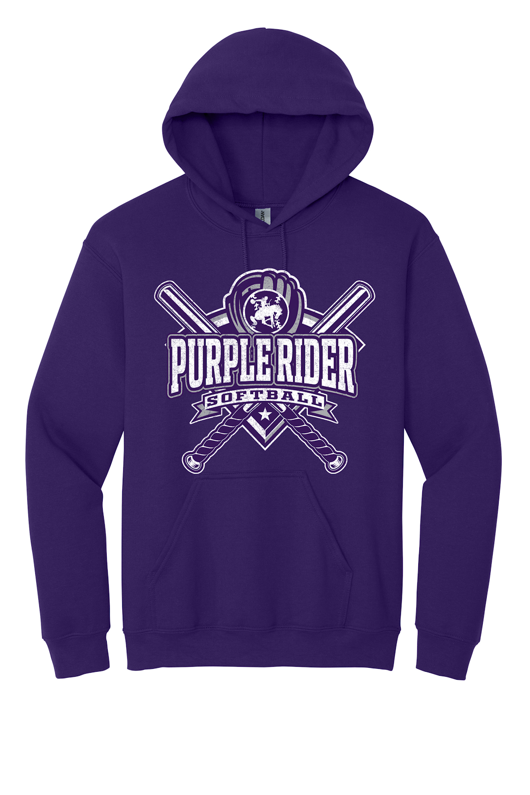 Arcola Purple Riders - Softball - Design 03 - Hoodies - Gildan 18500 - Purple - Flat Front