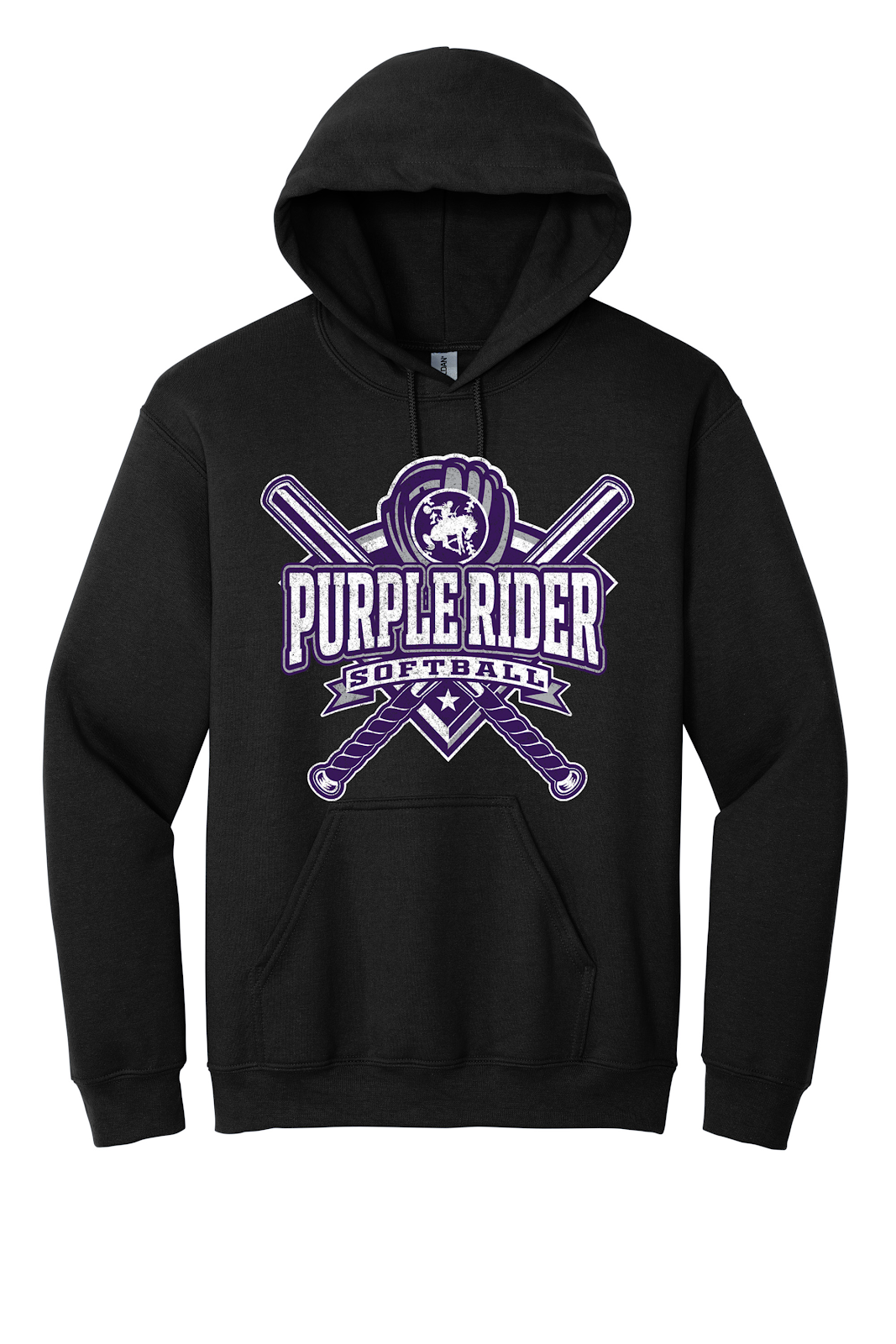 Arcola Purple Riders - Softball - Design 03 - Hoodies - Gildan 18500 - Black