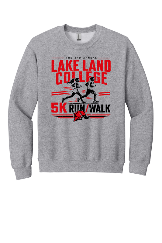 Lakeland College2 - 2026 5k Run Walk - Design 01 - Crewneck Sweatshirt - Gildan 18000 - Sport Grey