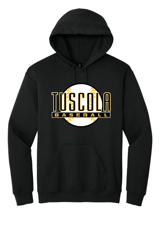 Tuscola Hornets Baseball 2026 Youth Gildan Heavy Blend Hooded Sweatshirt Ball Logo 18500B
