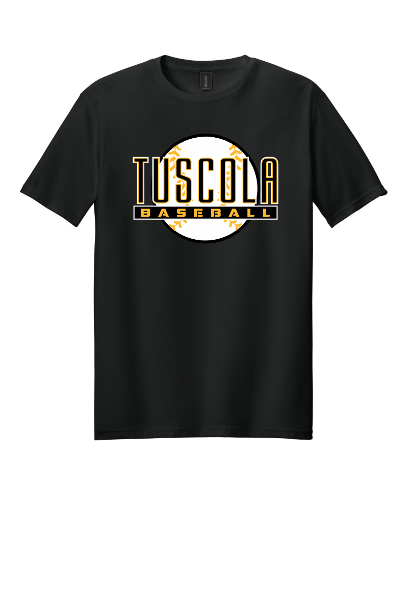 Tuscola Hornets Baseball 2026 Youth Gildan Softstyle T-Shirt Ball Logo 64000B