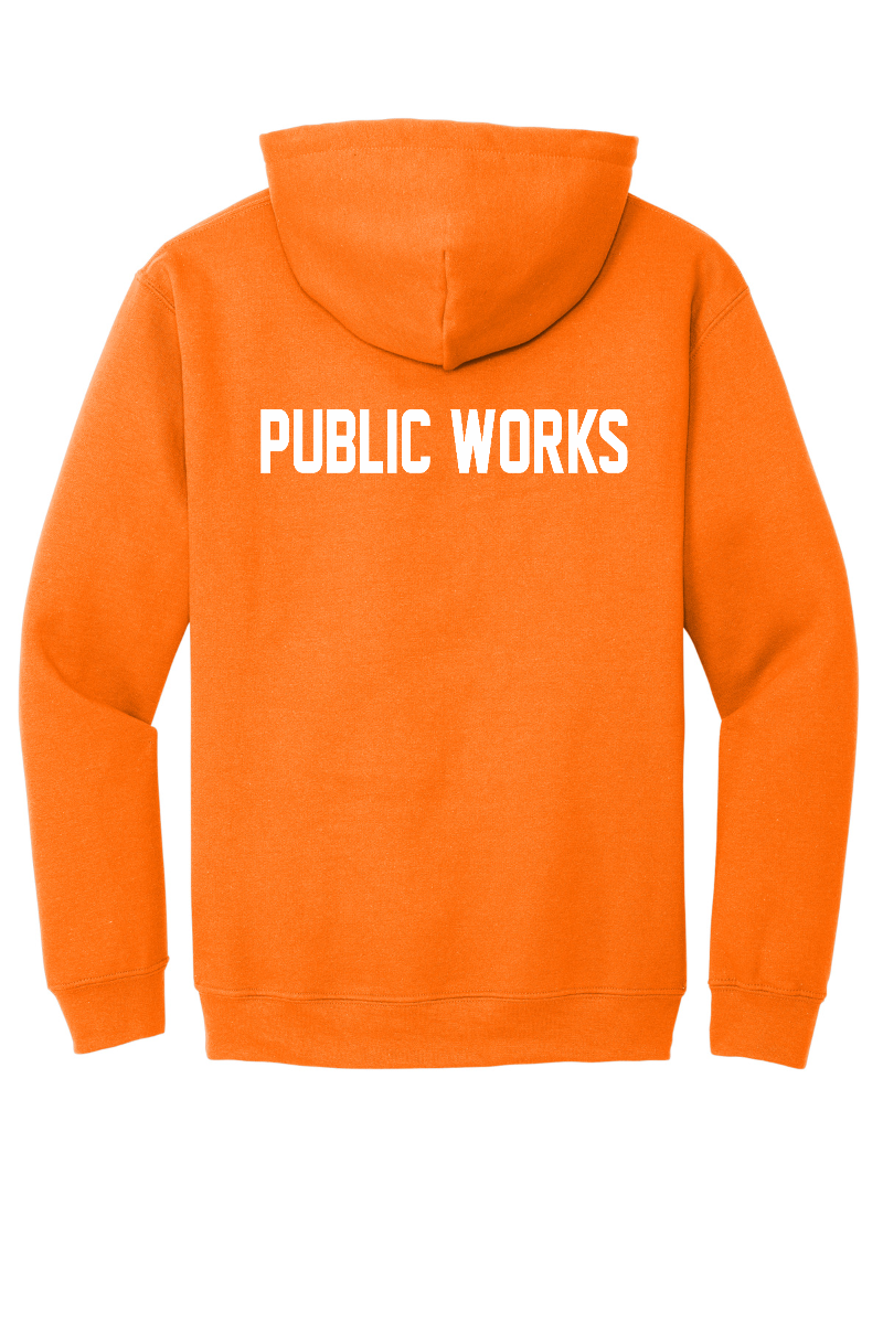 Tuscola Public Works Heavy Blend Hooded Sweatshirt 18500 - front, city seal left chest
