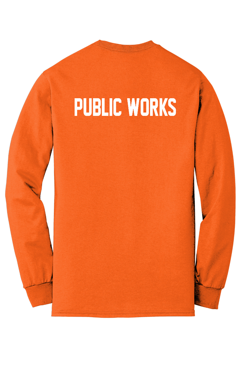 Tuscola Public Works DryBlend Long Sleeve Tee 8400 - front, city seal left chest