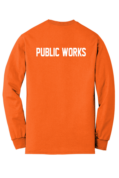 Tuscola Public Works DryBlend Long Sleeve Tee 8400 - front, city seal left chest