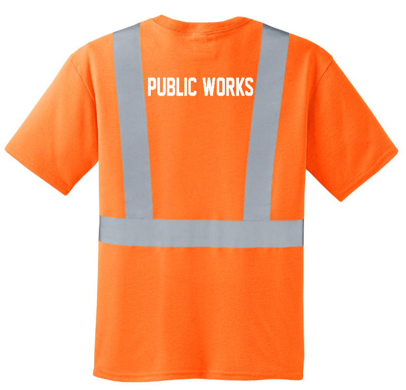 Tuscola Public Works ANSI 107 Class 2 Safety Tee CS401 - front, city seal