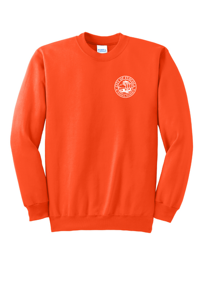 Tuscola Public Works Essential Fleece Crewneck Sweatshirt PC90 - front, city seal left chest