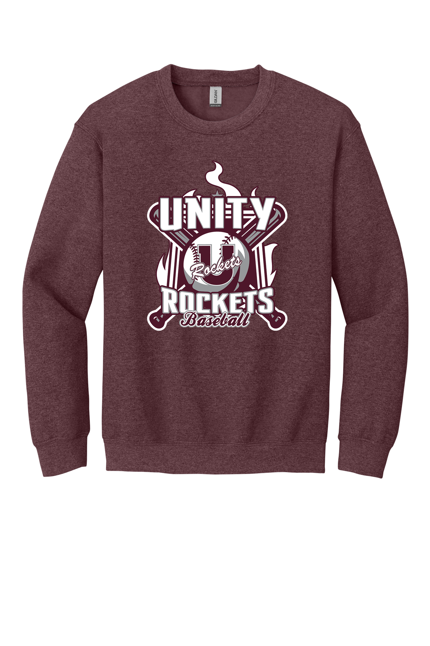Unity - Baseball - Design 05 - Crewneck Sweatshirt - Gildan 18000 - Heather Dark Maroon