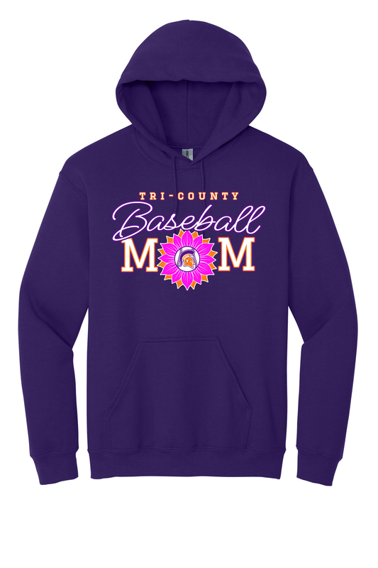 Tri-County - Baseball - Design 02 -  Hooded Sweatshirt - Gildan 18500 - Team Purple