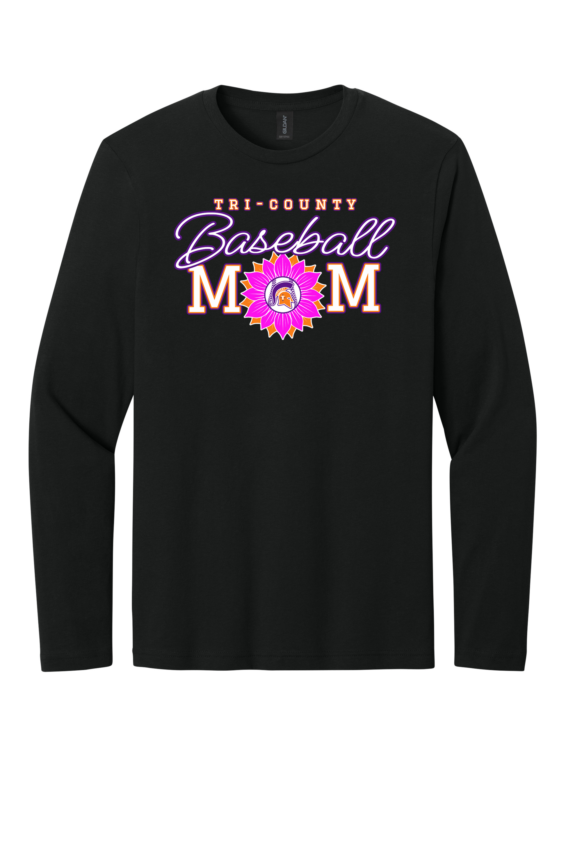 Tri-County - Baseball - Design 02 -  Long Sleeve T - Gildan 64400 - Black