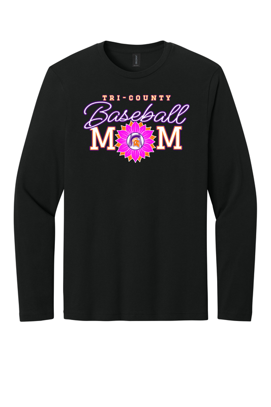 Tri-County - Baseball - Design 02 -  Long Sleeve T - Gildan 64400 - Black