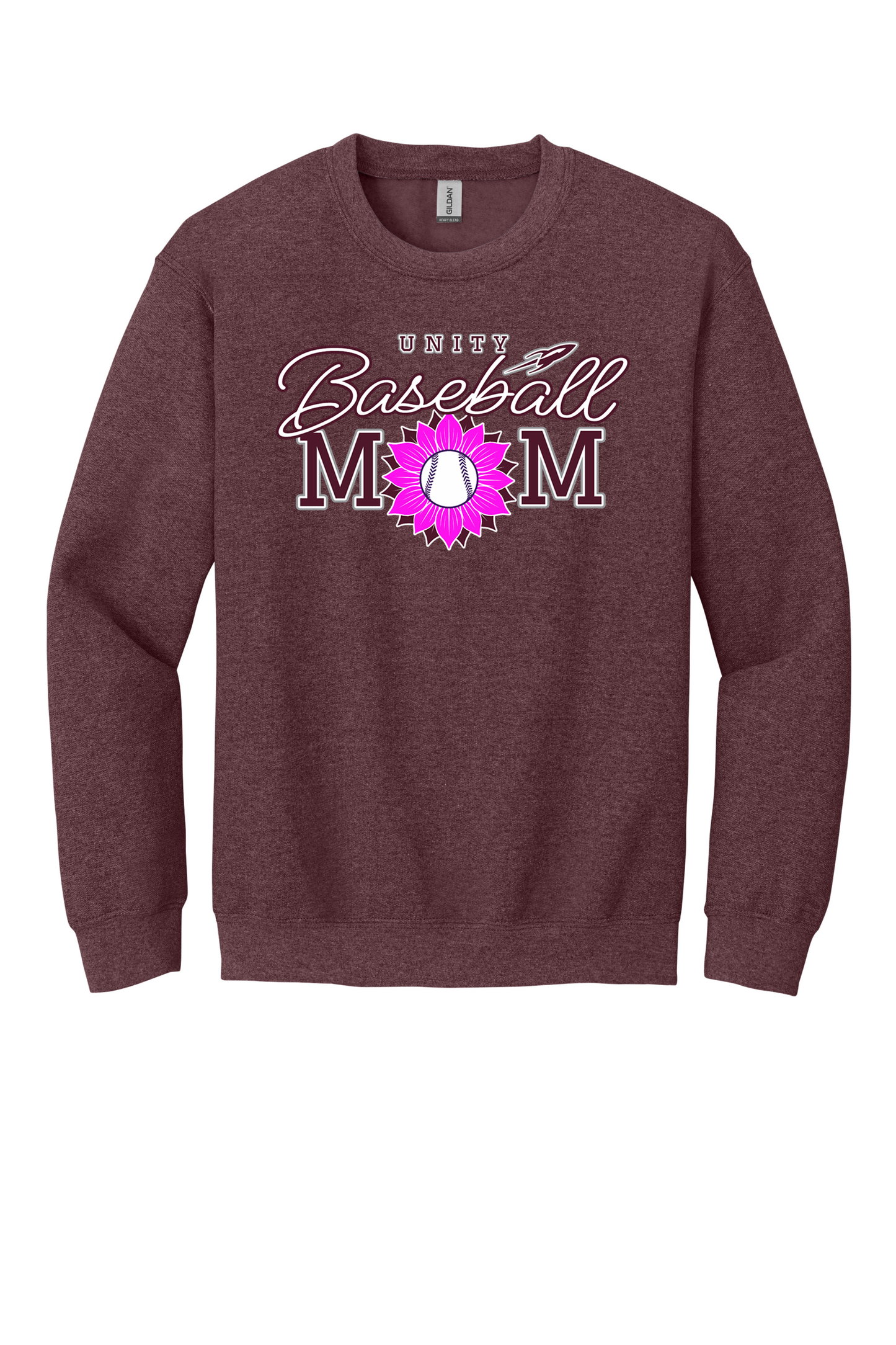 Unity - Baseball - Design 02 -  Crewneck Sweatshirt - Gildan 18000 - Heather Dark Maroon