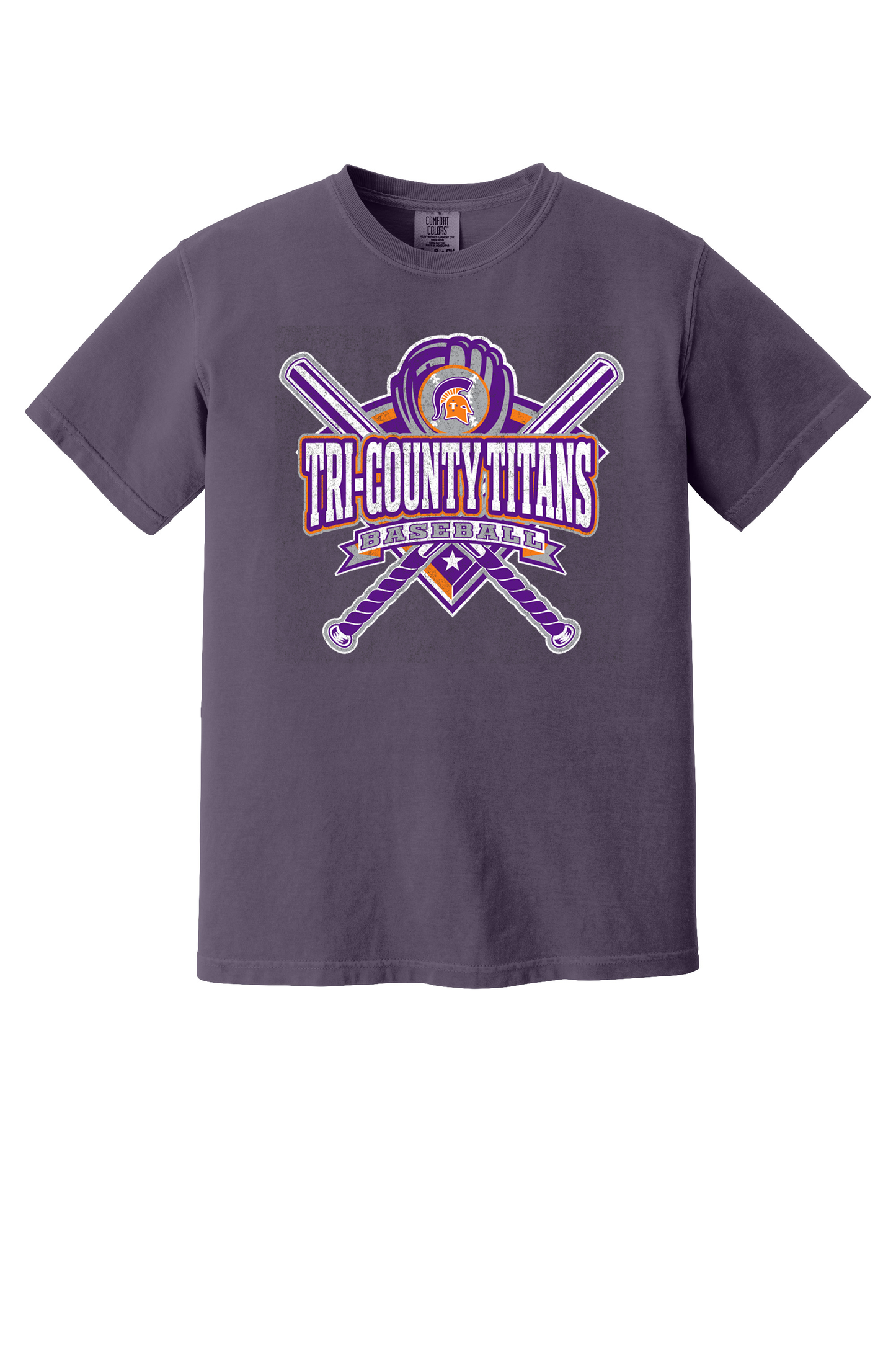 Tri-County - Baseball - Design 03 -  T-shirt - Comfort Color 1717 - Wine