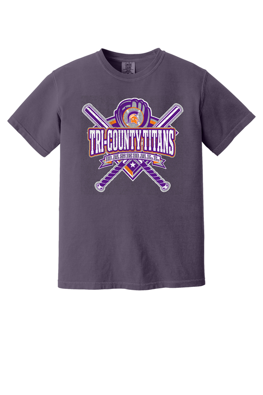 Tri-County - Baseball - Design 03 -  T-shirt - Comfort Color 1717 - Wine