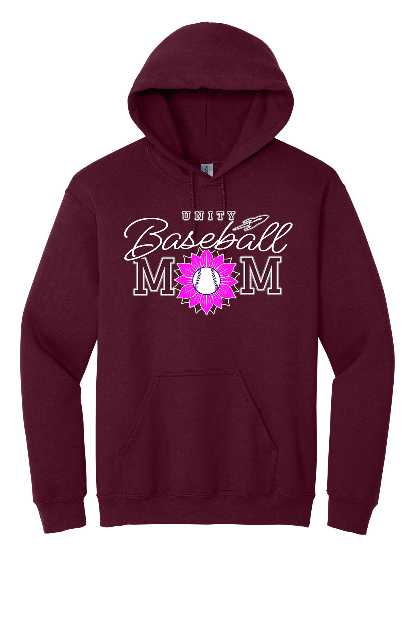 Unity - Baseball - Design 02 -  Hooded Sweatshirt - Gildan 18500 - Maroon