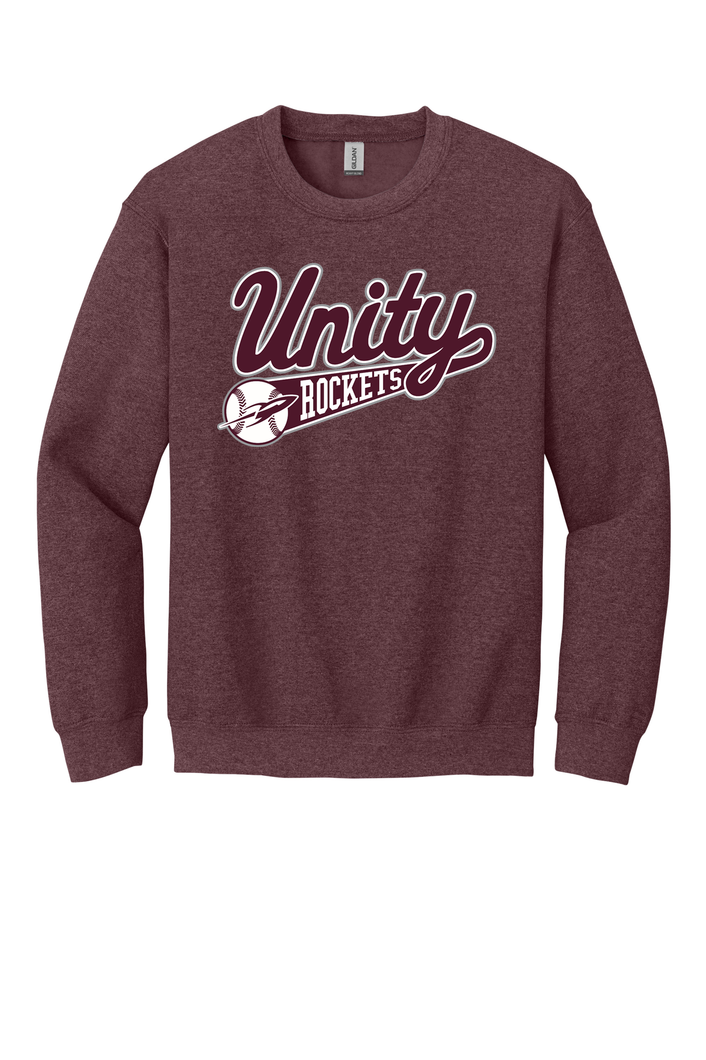 Unity - Baseball - Design 01 -  Crewneck Sweatshirt - Gildan 18000 - Heather Dark Maroon