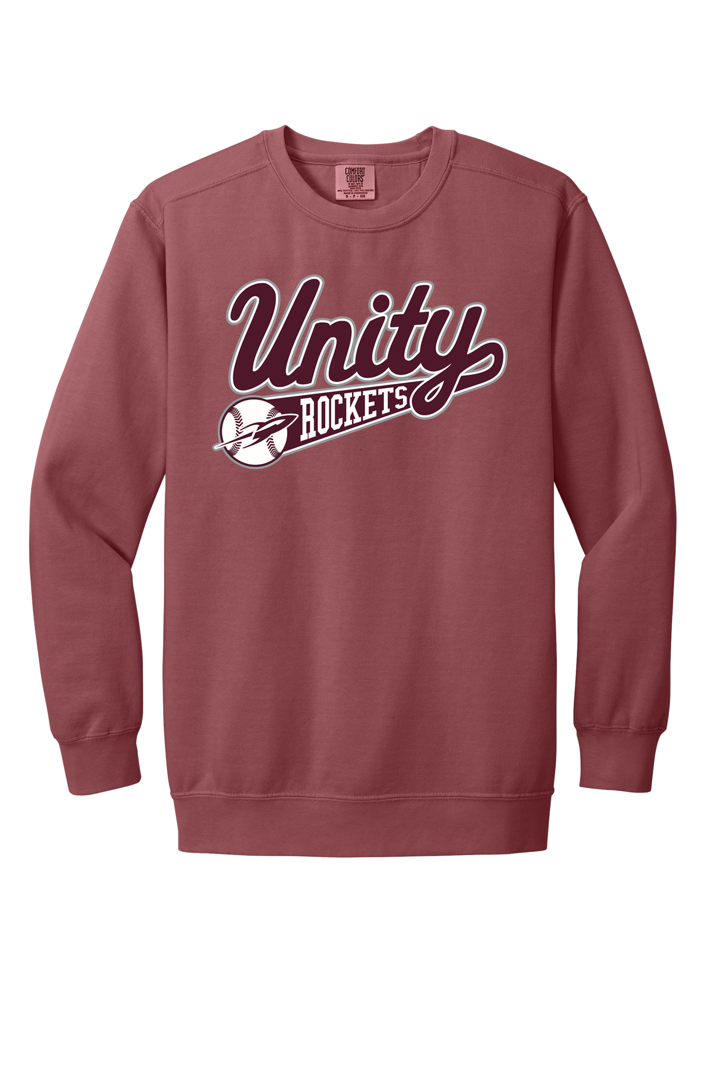 Unity - Baseball - Design 01 -  Crewneck Sweatshirt - Comfort Color 1566 - Crimson