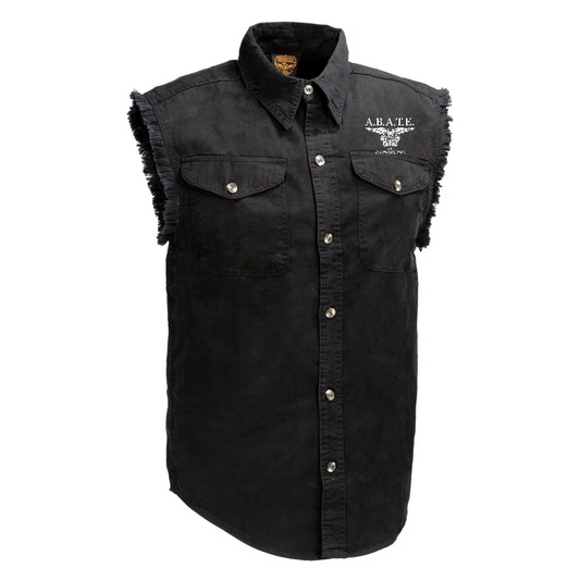 Milwaukee Leather - Lightweight Sleeveless Denim Shirt - dm1001 [Black] Back