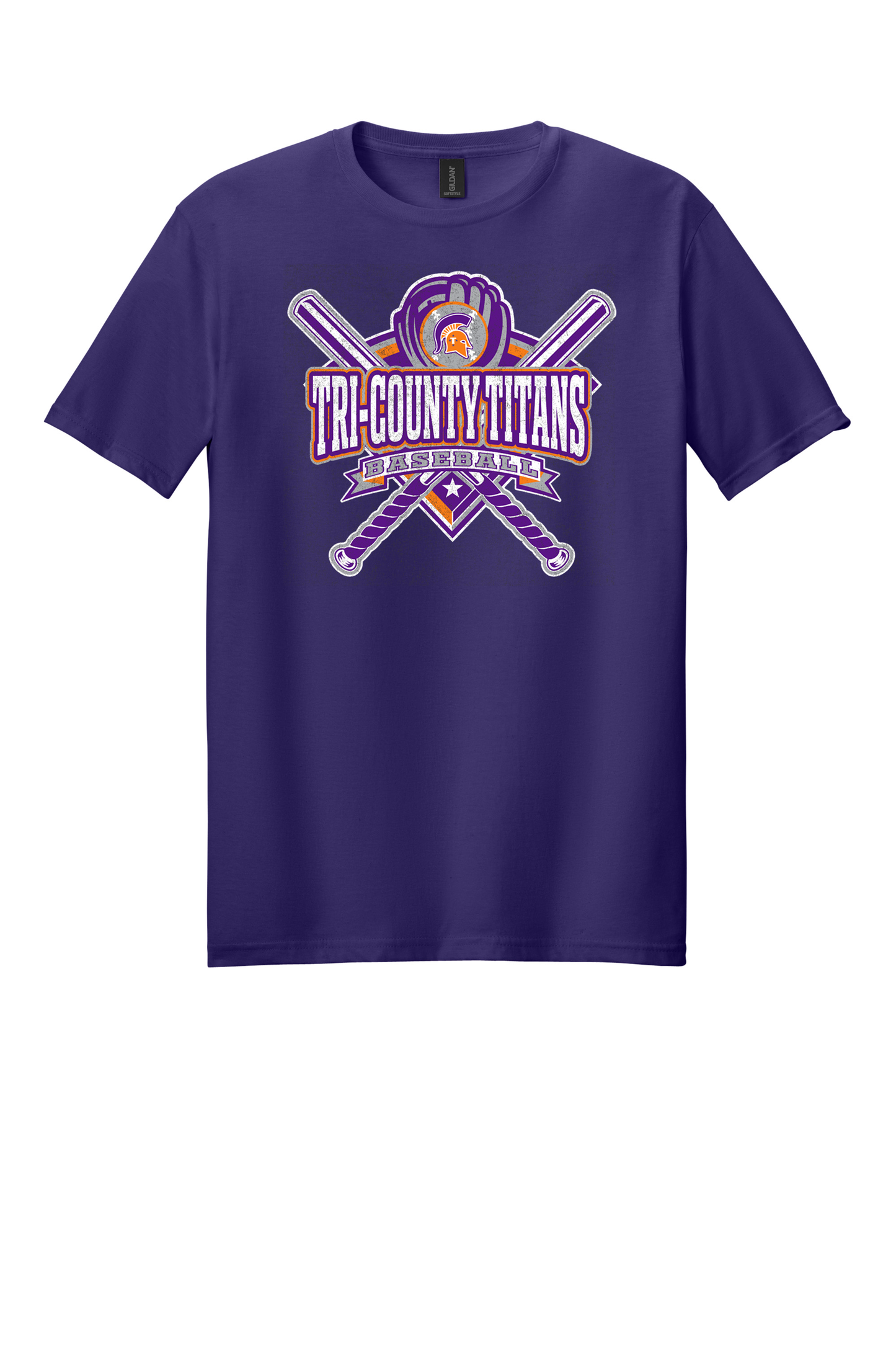 Tri-County - Baseball - Design 03 -  T-shirt - Gildan 64000 - Team Purple