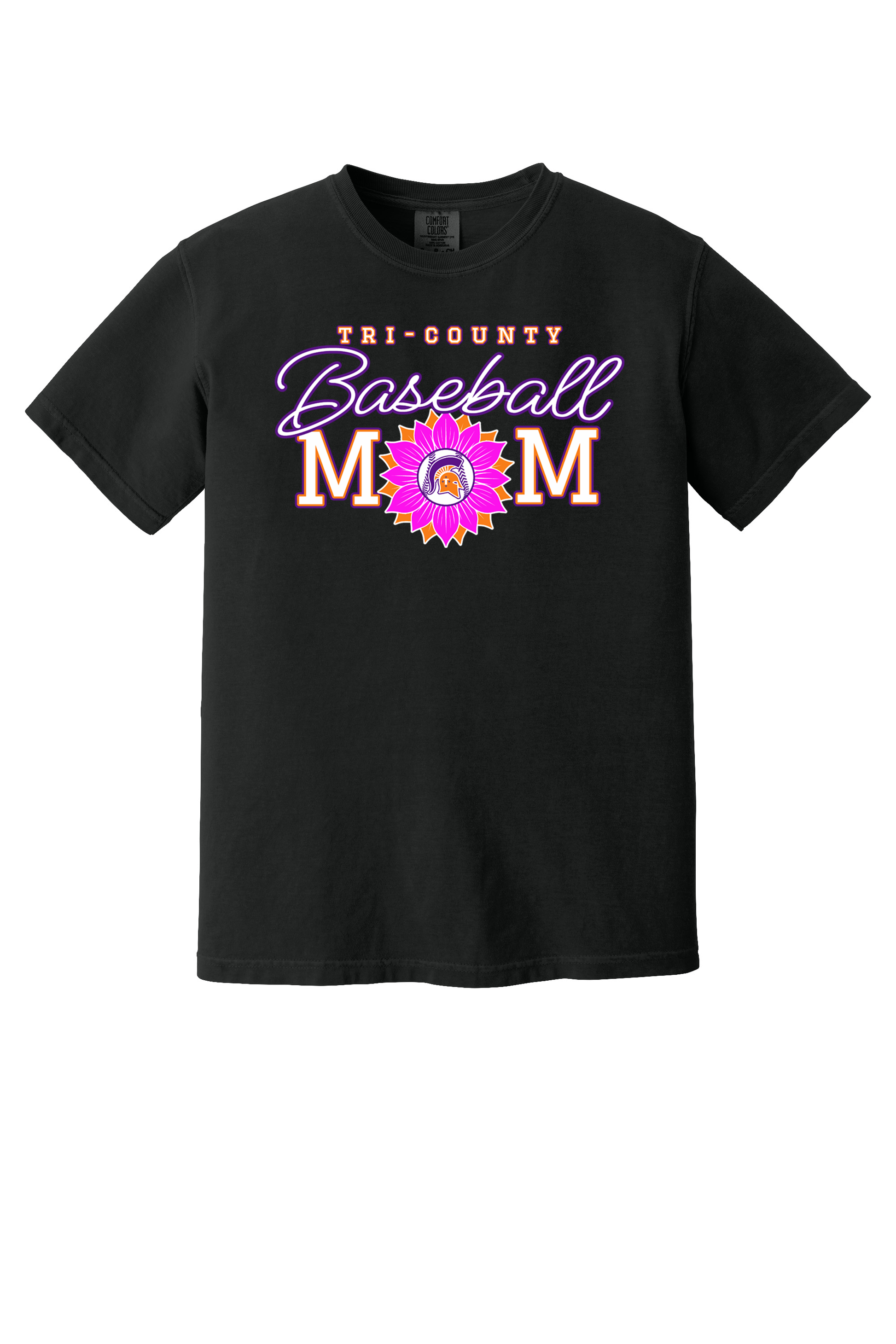 Tri-County - Baseball - Design 02 -  T-shirt - Comfort Color 1717 - Black