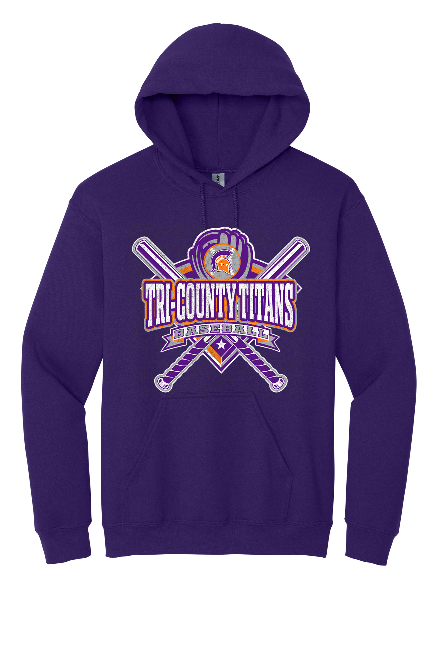 Tri-County - Baseball - Design 03 -  Hooded Sweatshirt - Gildan 18500 - Team Purple