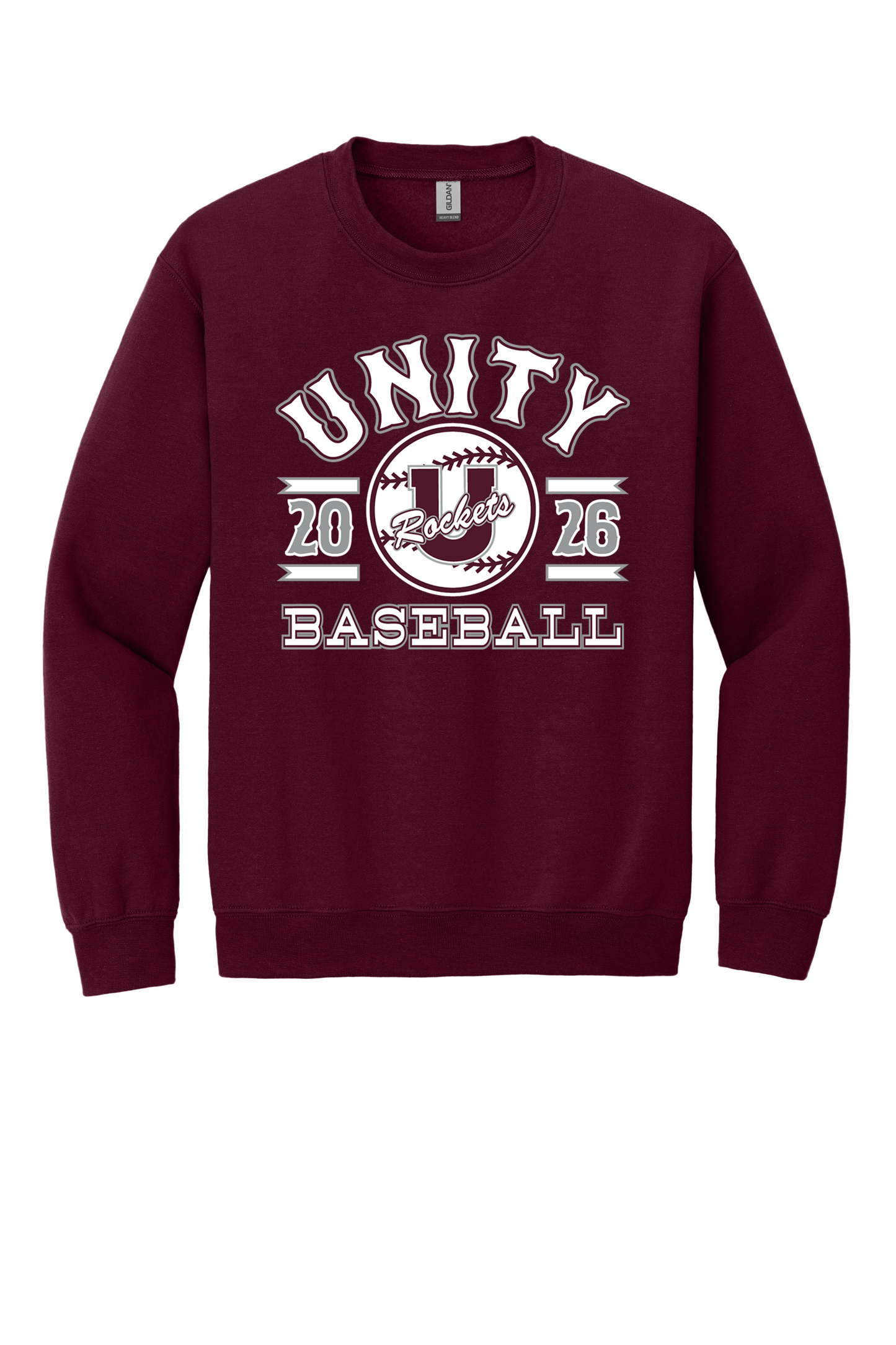 Unity - Baseball - Design 04 - Crewneck Sweatshirt - Gildan 18000 - Maroon