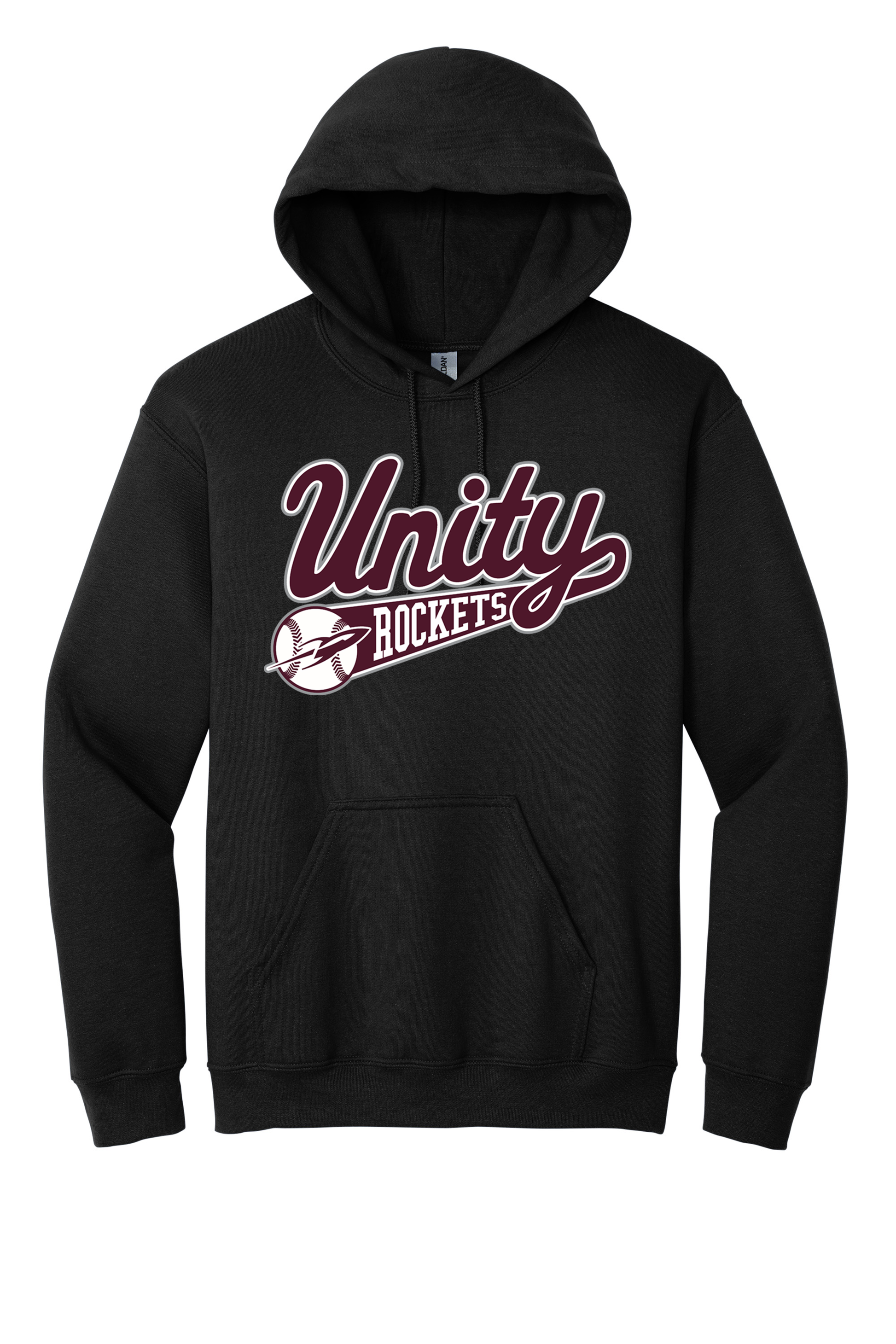 Unity - Baseball - Design 01 -  Hooded Sweatshirt - Gildan 18500 - Black