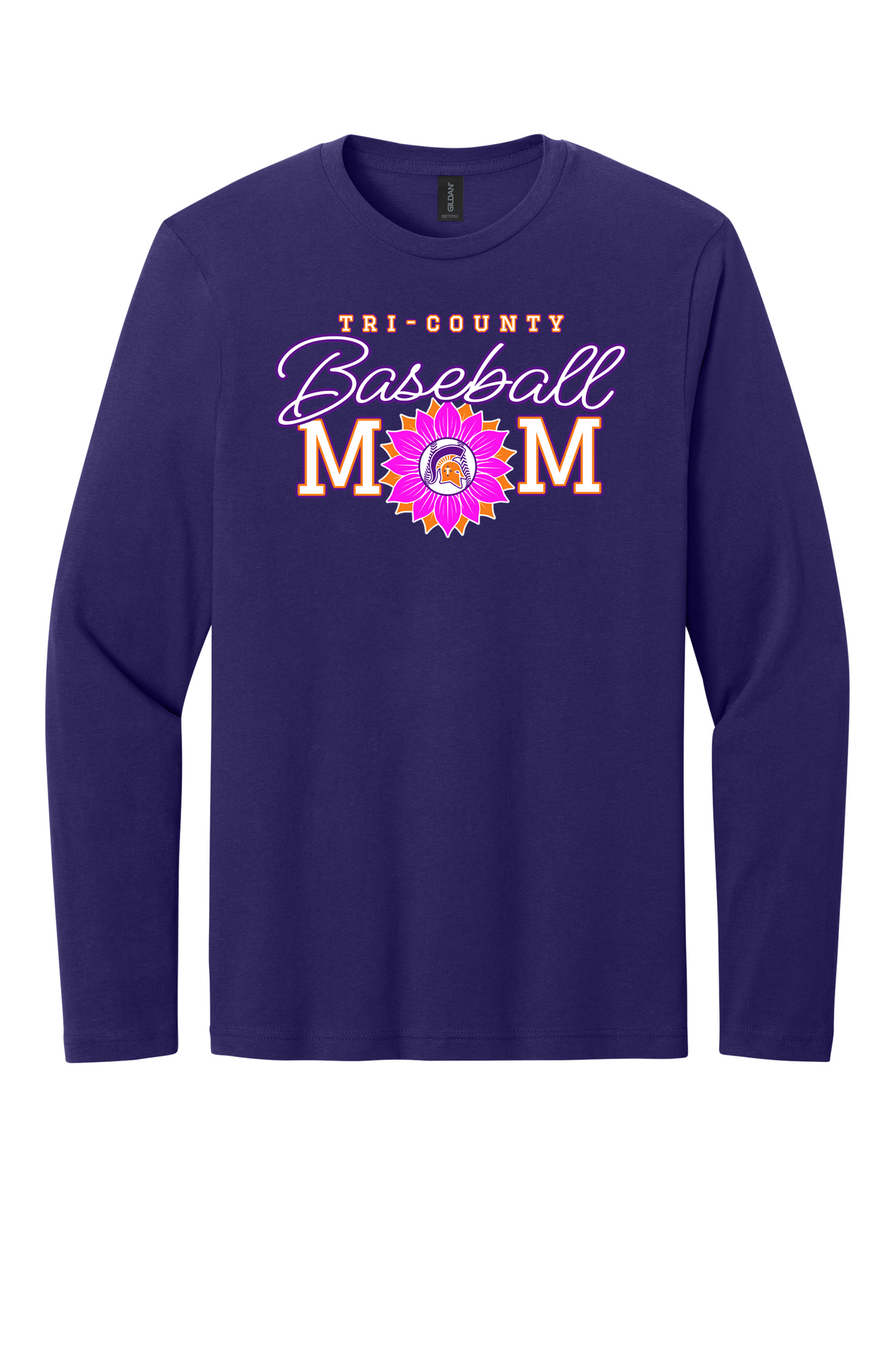 Tri-County - Baseball - Design 02 -  Long Sleeve T - Gildan 64400 - Team Purple