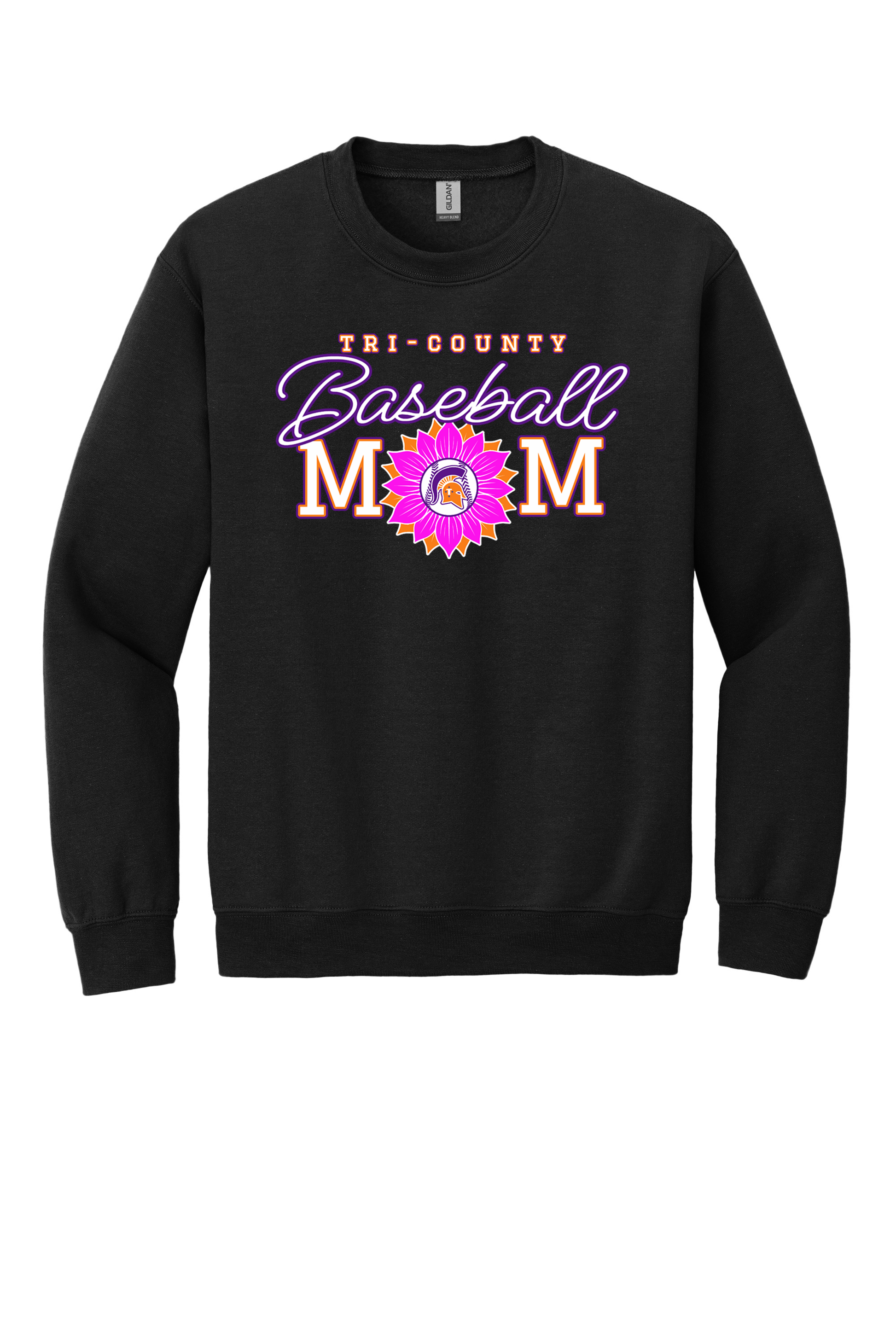 Tri-County - Baseball - Design 02 -  Crewneck Sweatshirt - Gildan 18000 - Black