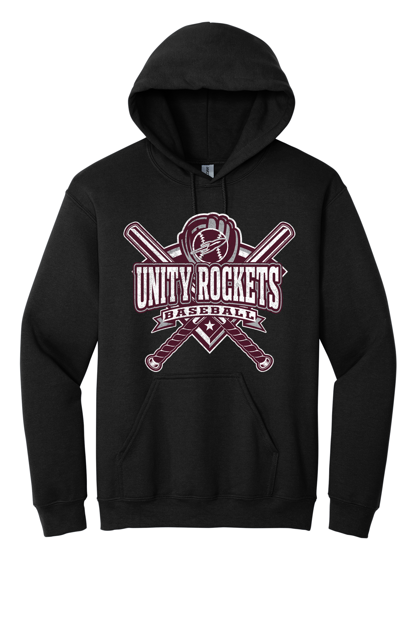 Unity - Baseball - Design 03 -  Hooded Sweatshirt - Gildan 18500 - Black