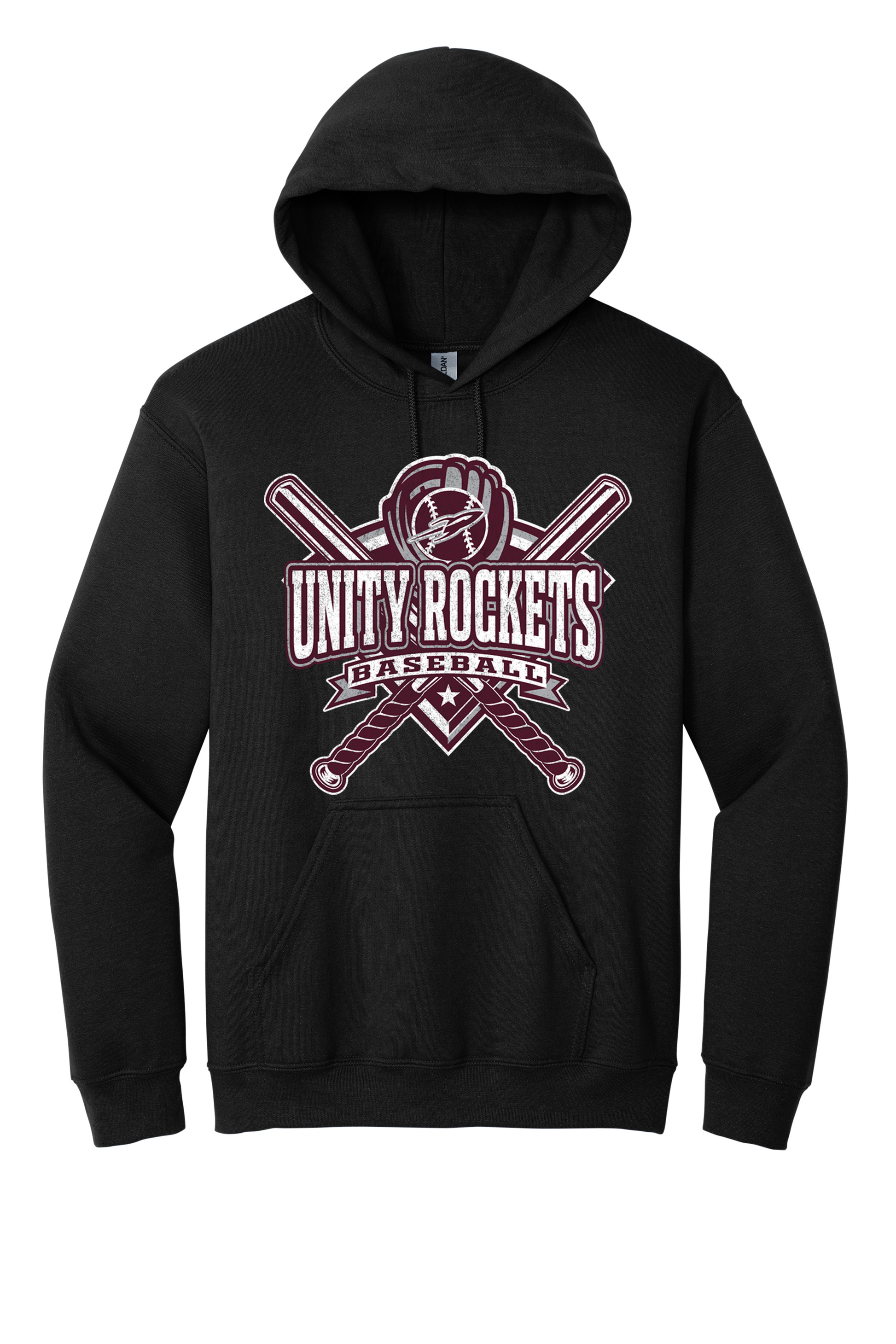 Unity - Baseball - Design 03 -  Hooded Sweatshirt - Gildan 18500 - Black
