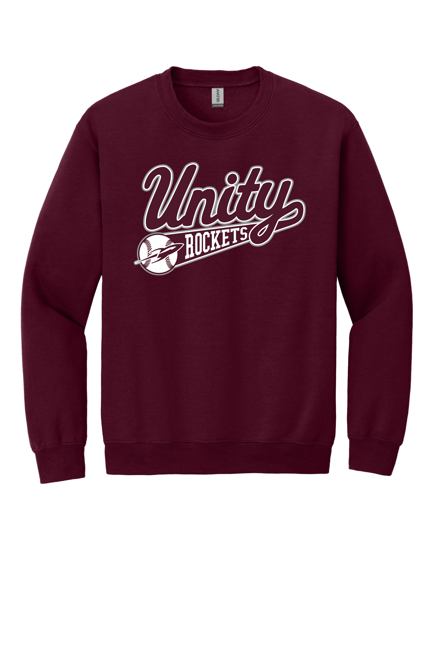 Unity - Baseball - Design 01 -  Crewneck Sweatshirt - Gildan 18000 - Maroon