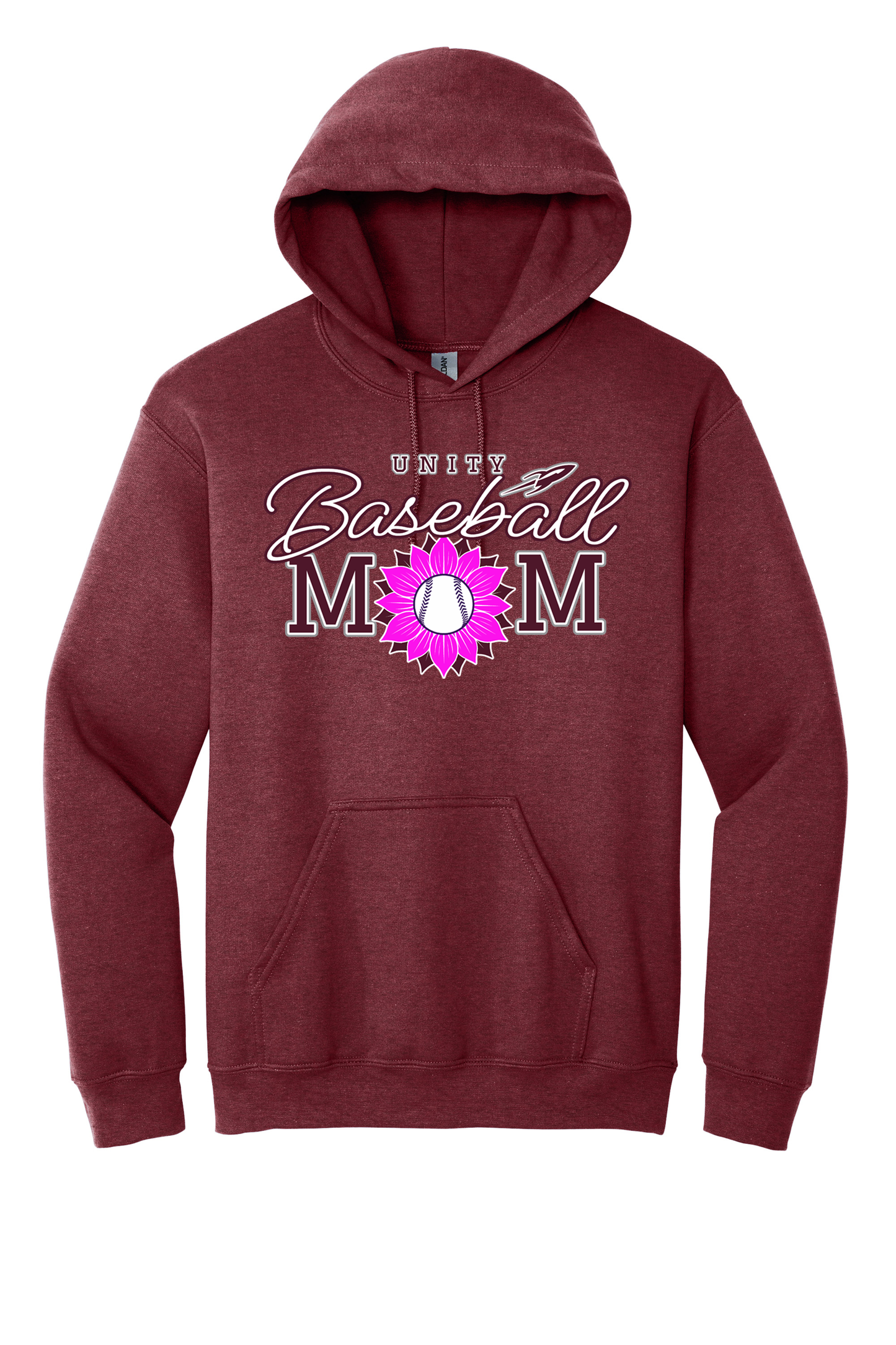 Unity - Baseball - Design 02 -  Hooded Sweatshirt - Gildan 18500 - Heather Dark Maroon