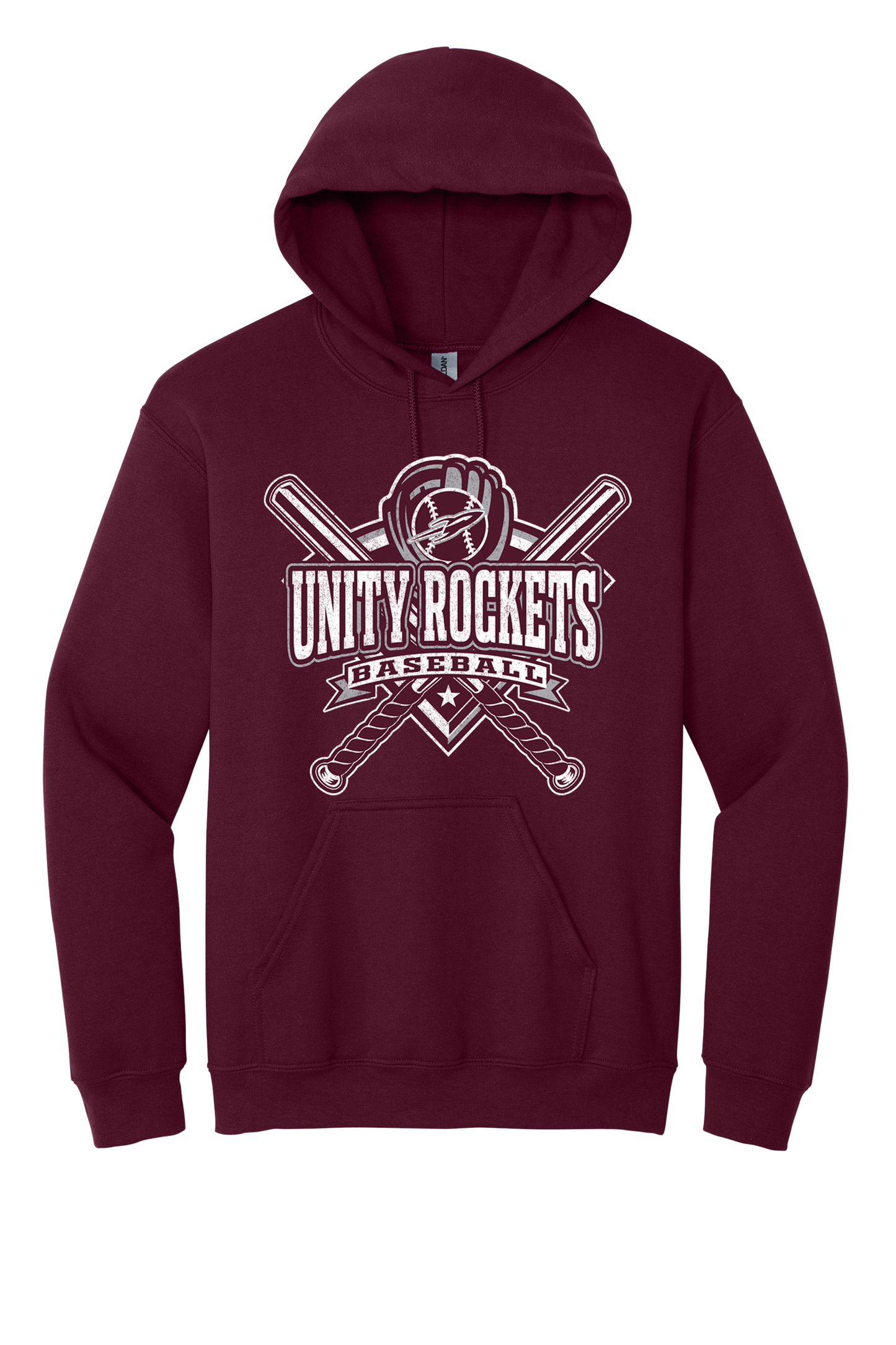 Unity - Baseball - Design 03 -  Hooded Sweatshirt - Gildan 18500 - Maroon