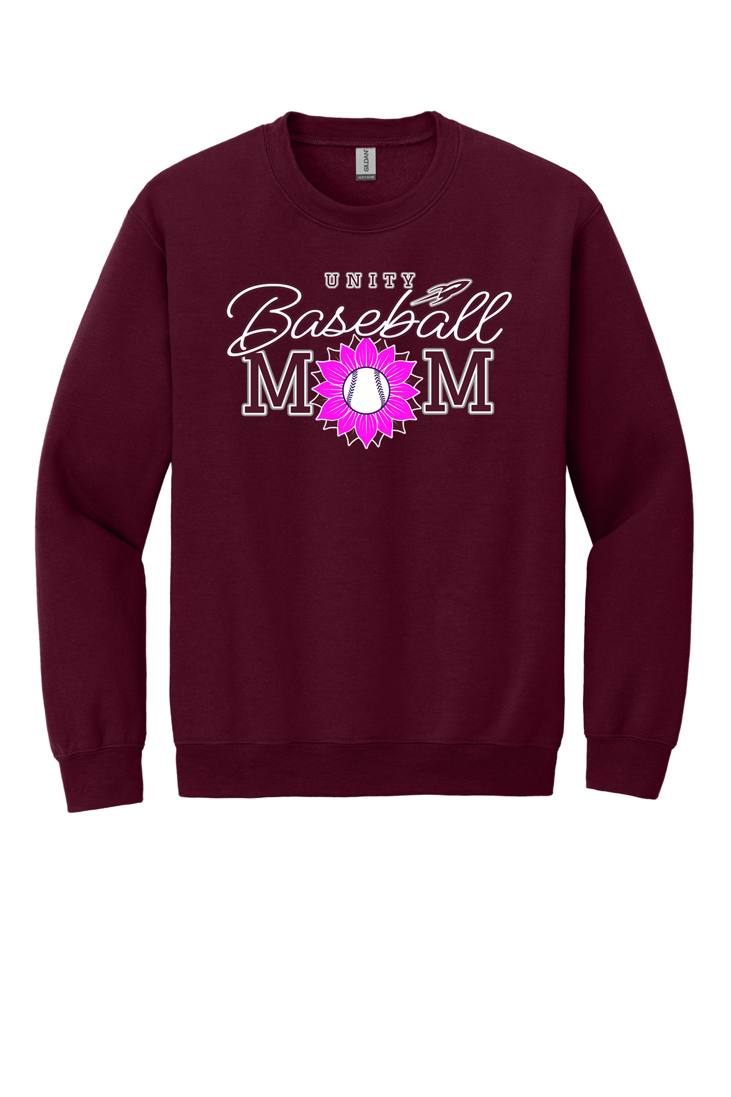 Unity - Baseball - Design 02 -  Crewneck Sweatshirt - Gildan 18000 - Maroon
