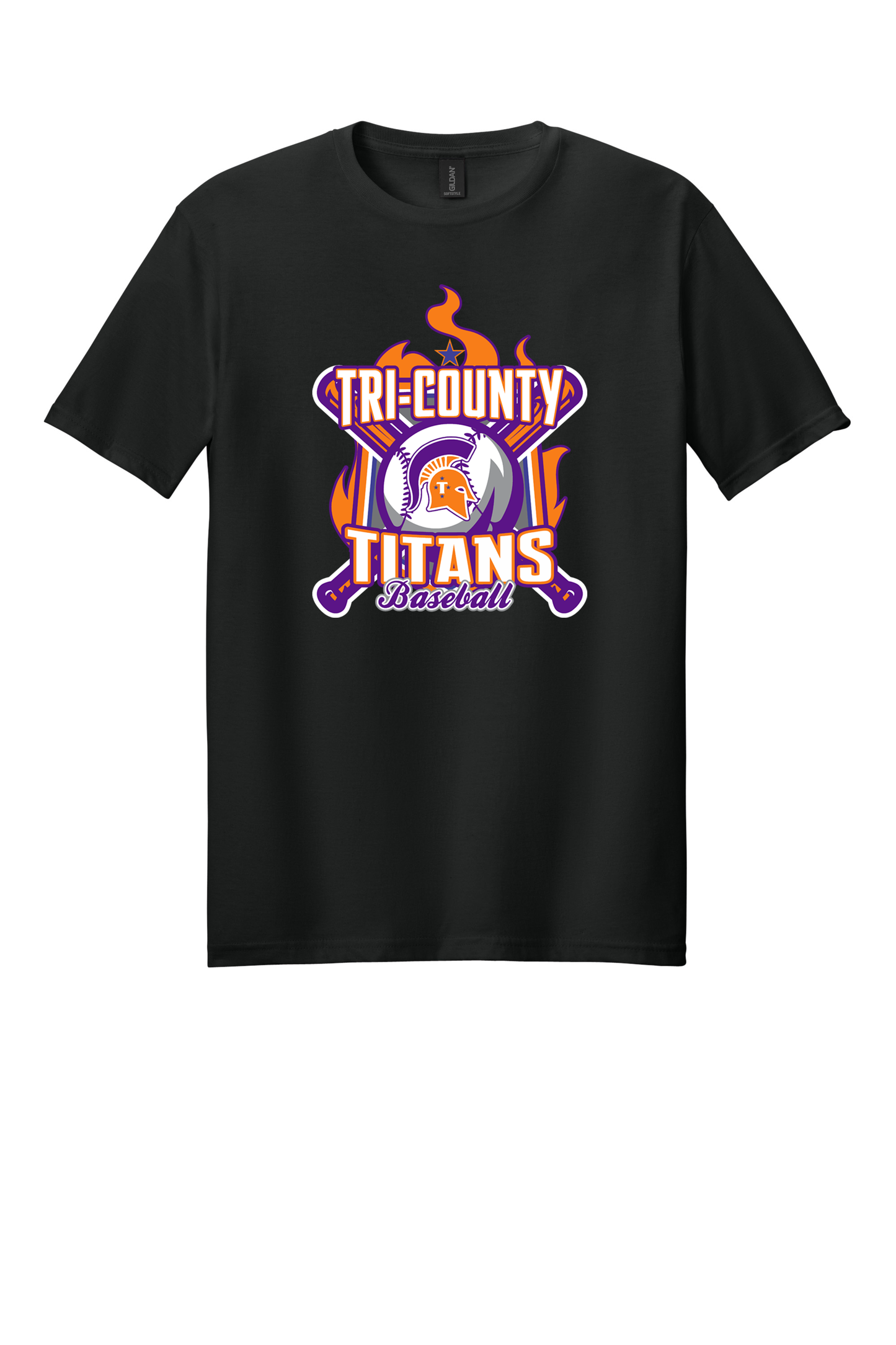 Tri-County - Baseball - Design 05 - T-shirt - Gildan 64000 - Black