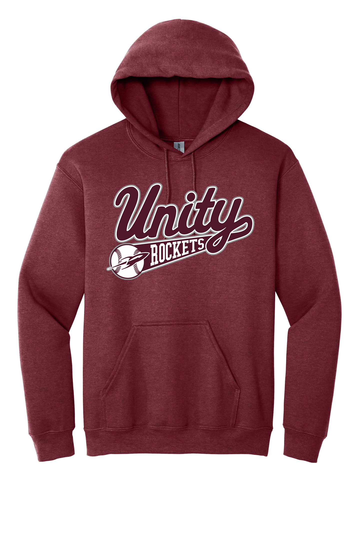 Unity - Baseball - Design 01 -  Hooded Sweatshirt - Gildan 18500 - Heather Dark Maroon
