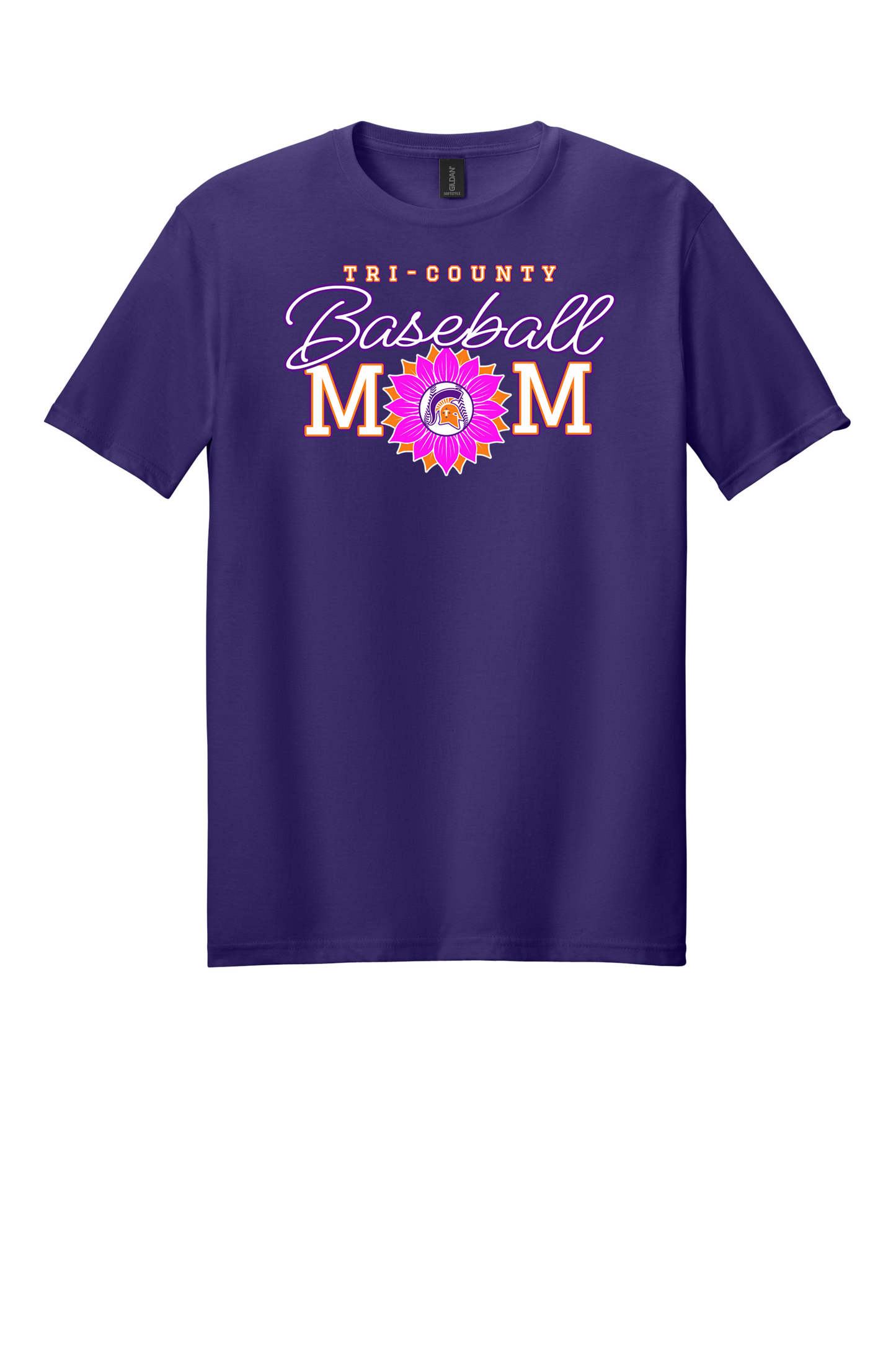 Tri-County - Baseball - Design 02 -  T-shirt - Gildan 64000 - Team Purple