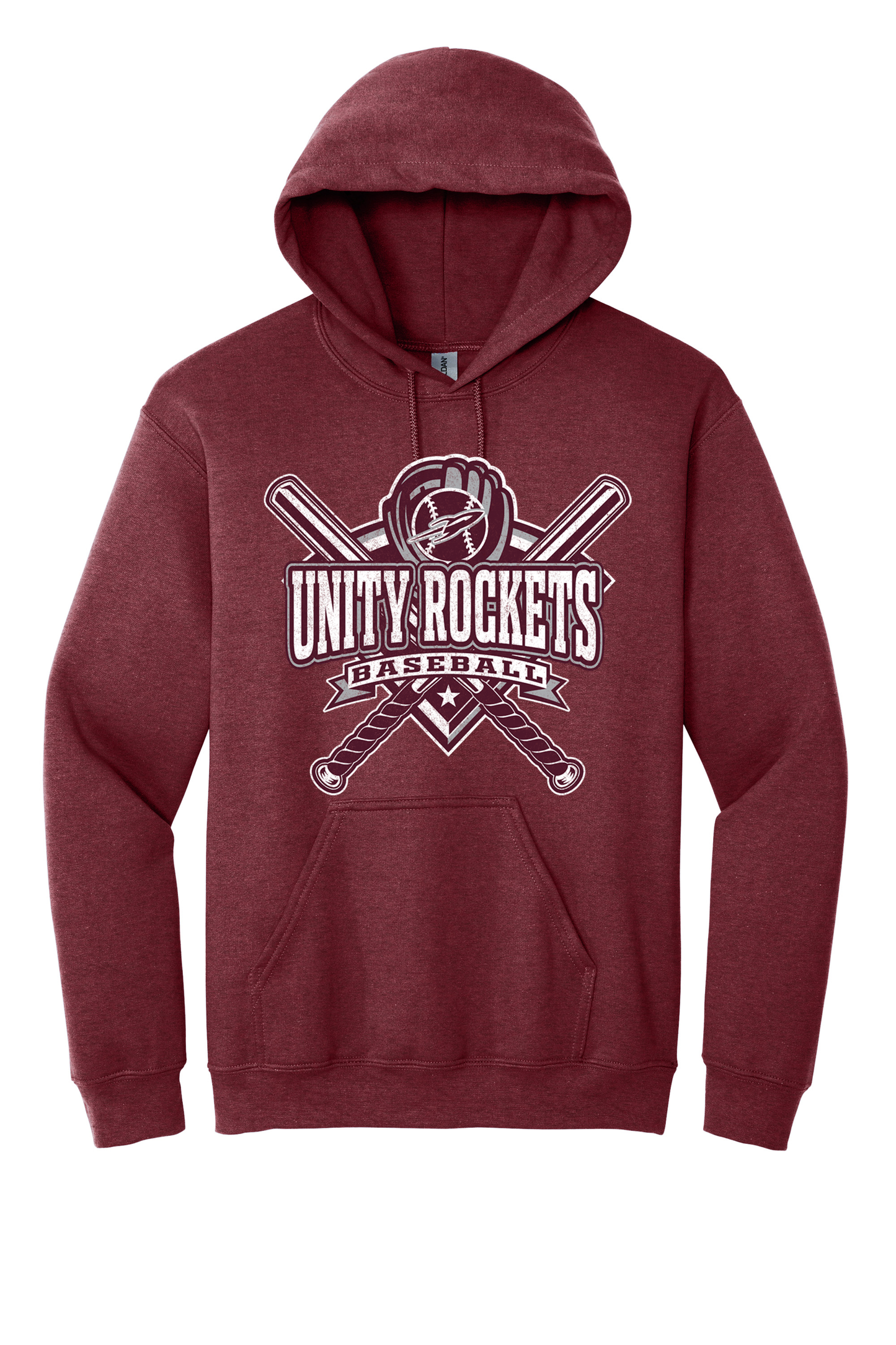Unity - Baseball - Design 03 -  Hooded Sweatshirt - Gildan 18500 - Heather Dark Maroon