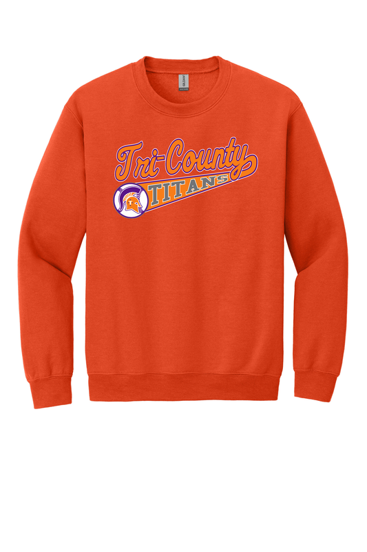 Tri-County - Baseball - Design 01 -  Crewneck Sweatshirt - Gildan 18000 - Orange